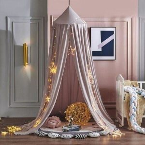 ciel de lit bébé rose de nymphe